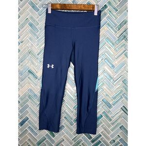 WOMENS UNDER ARMOUR NAVY BLUE HEAT GEAR‎ CAPRI COMPRESSION LEGGINGS PANTS XS